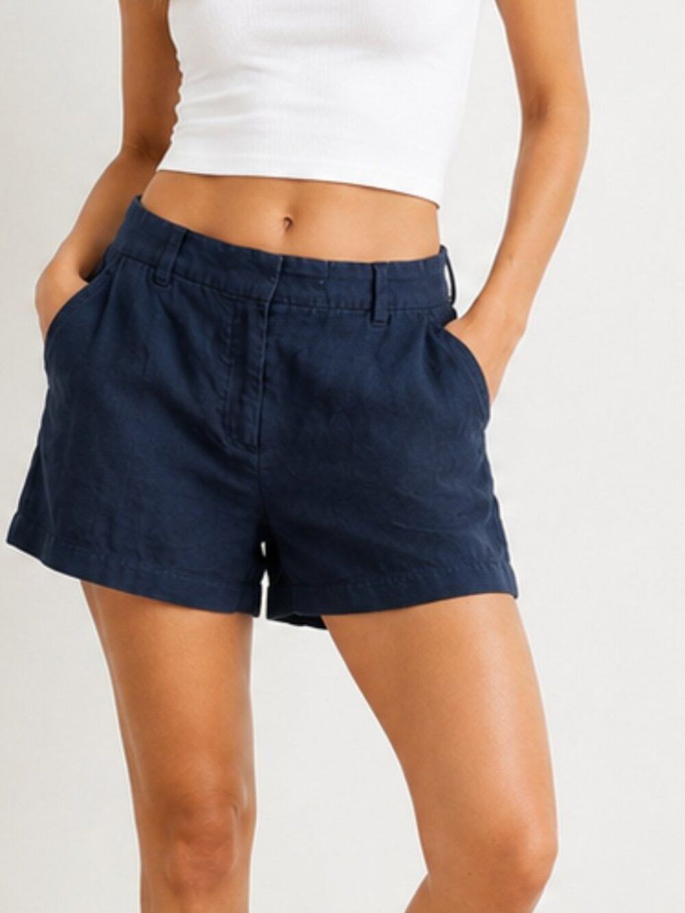 Abercrombie & Fitch Linen Shorts Plus Size 33/18 Navy Casual Summer